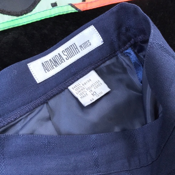 Amanda Smith Petites Navy Blue 2 pc Double Button Look Blazer Skirt Set 10 - Picture 10 of 16